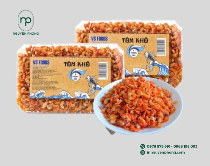 Tem nhãn tôm khô là công cụ marketing hiệu quả